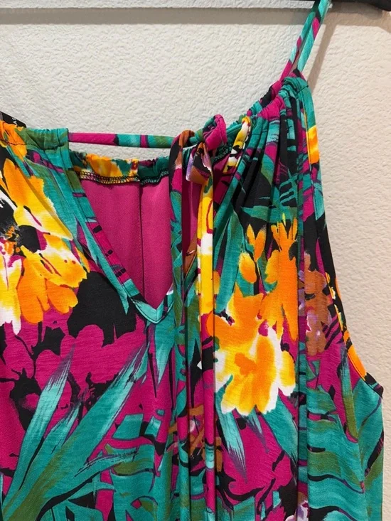 Fashion To Figure Multi Color Tropical Print Sleeveless High Low Dress Size 3X - Picture 4 of 6